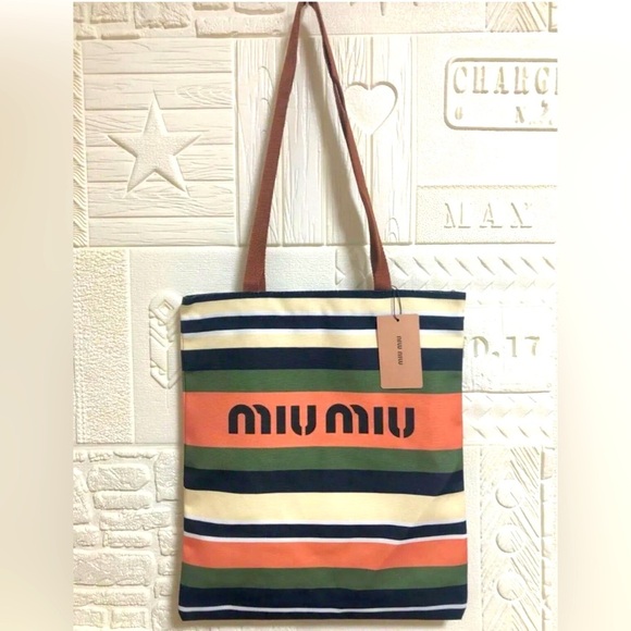 MIU MIU Black, Green, Pink, & White Tote Bag, Authentic. NWT - Picture 3 of 6